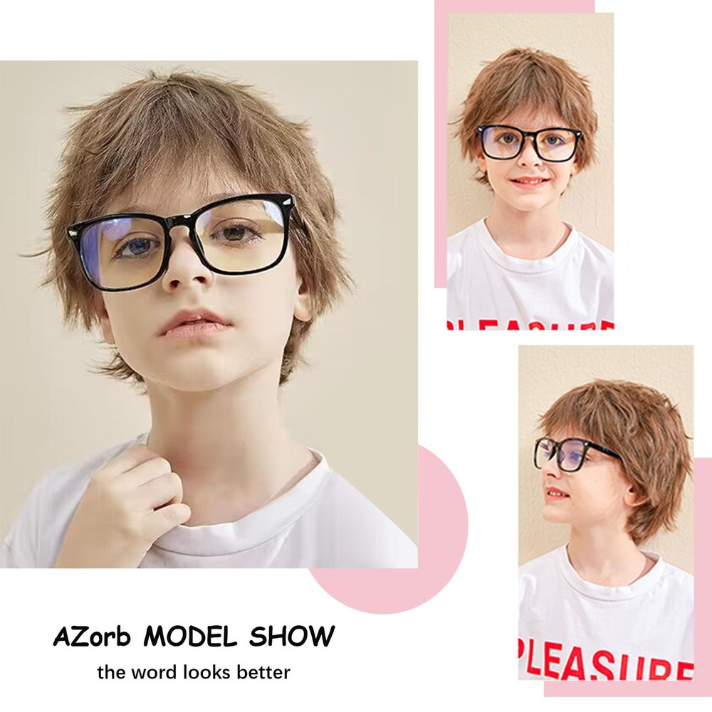 AZorb 3-Pack Kids Blue Light Blocking Glasses TR90 Unbreakable Screen Boy