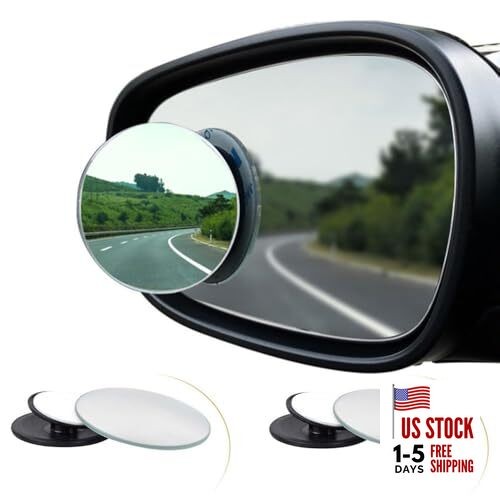 Blind Spot Mirror, 2-Pack Round 360° Adjustable Convex Side Mirrors, Universal