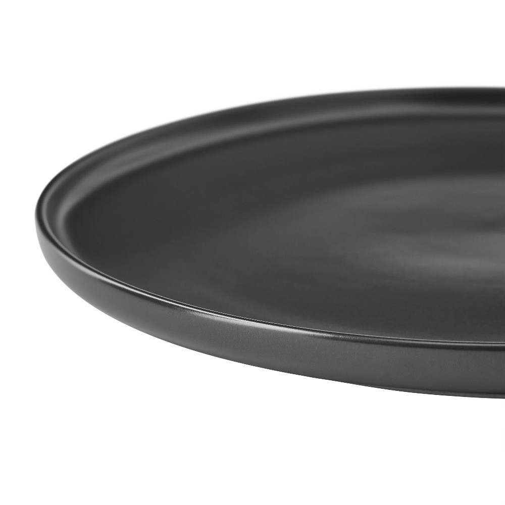 4-Pack Matte Black Stoneware Dinner Plates Set of 4