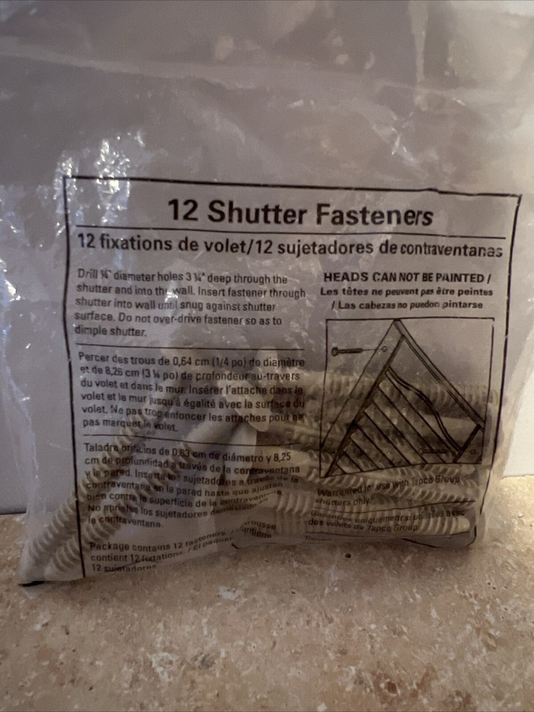 (12-Pk) Shutter Fastener Spike Loks Tan