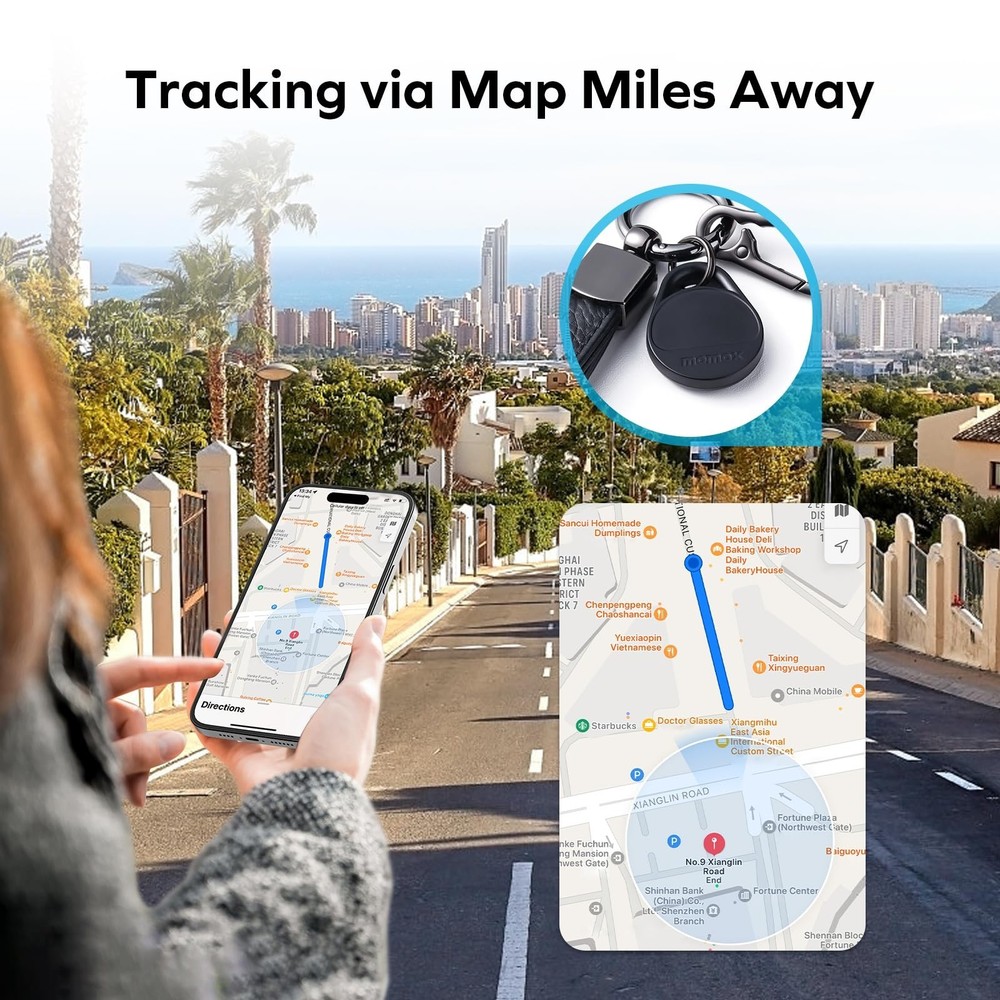 Momax Air Tracker Tags 4 Pack, [Apple MFi Certified], Replaceable Battery Blu...