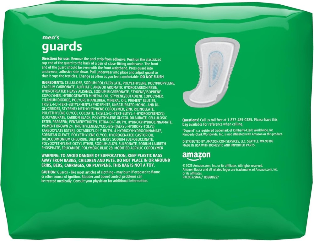 Amazon Basics 104 Pack Guards White Men's Incontinence Guards