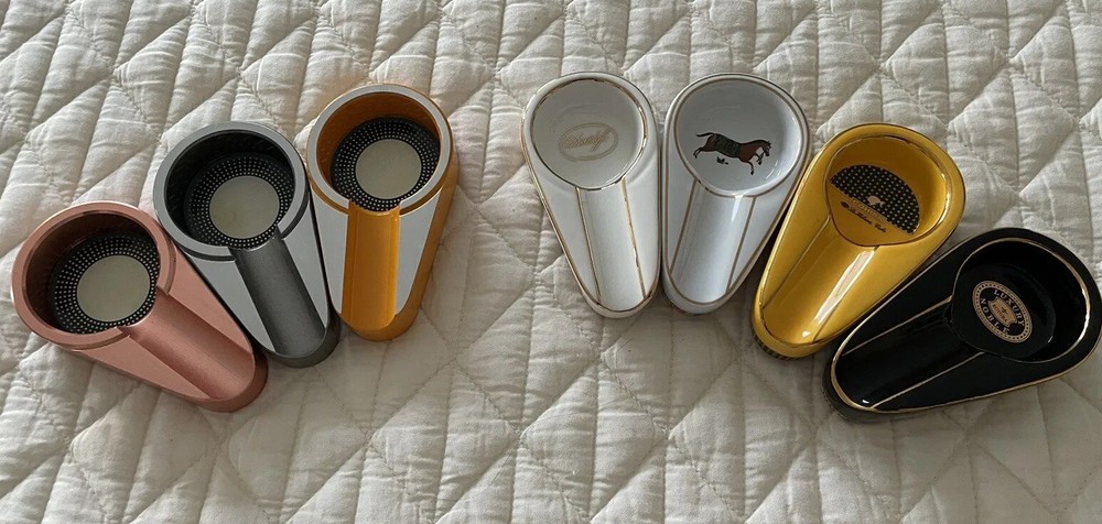 Single Solo Cigar Ashtrays 3 Metal /4 Ceramic