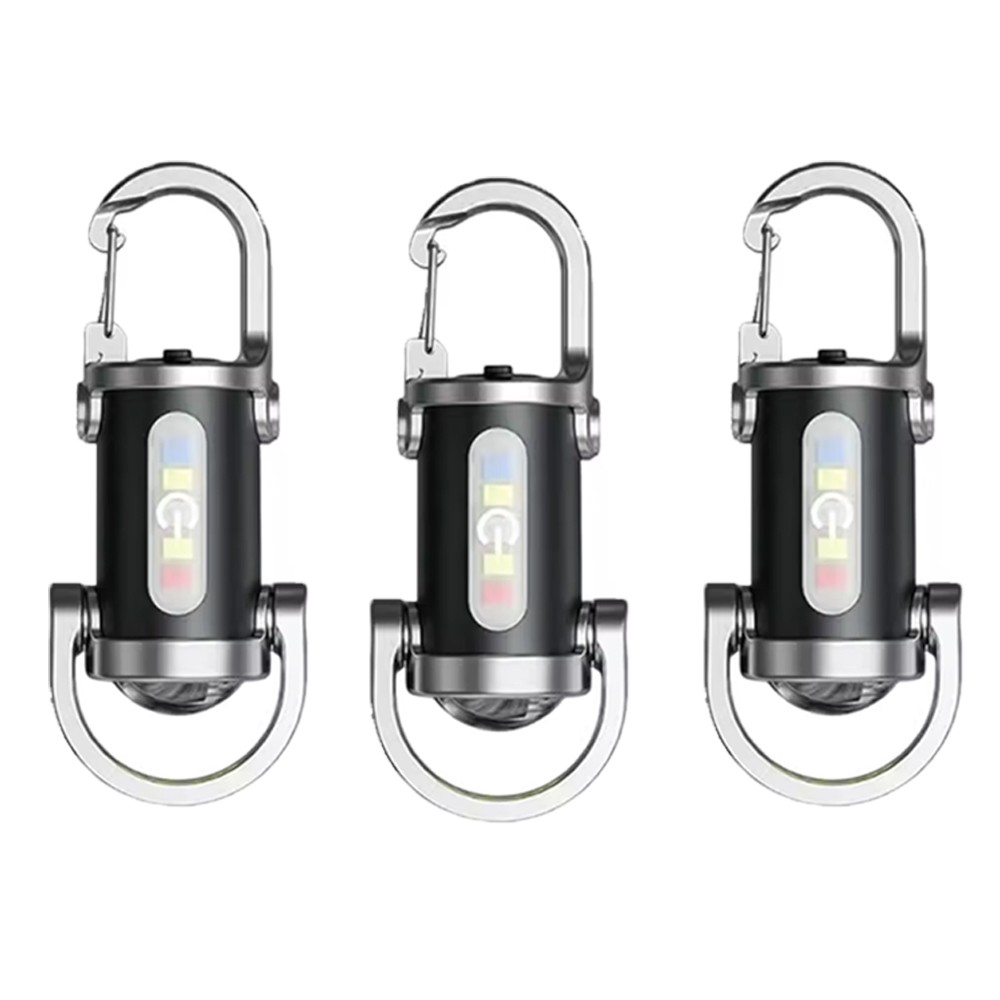3-PACK Super Bright LED Mini Flashlight USB Rechargeable Pocket Keychain Torch n