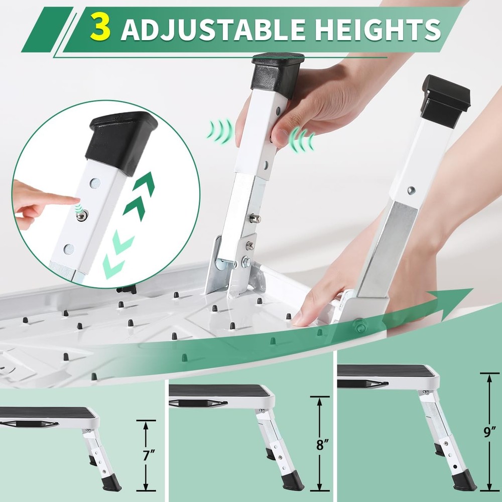Adjustable Folding One Step Stools for Adults, Heavy Duty Metal Step Stool fo...