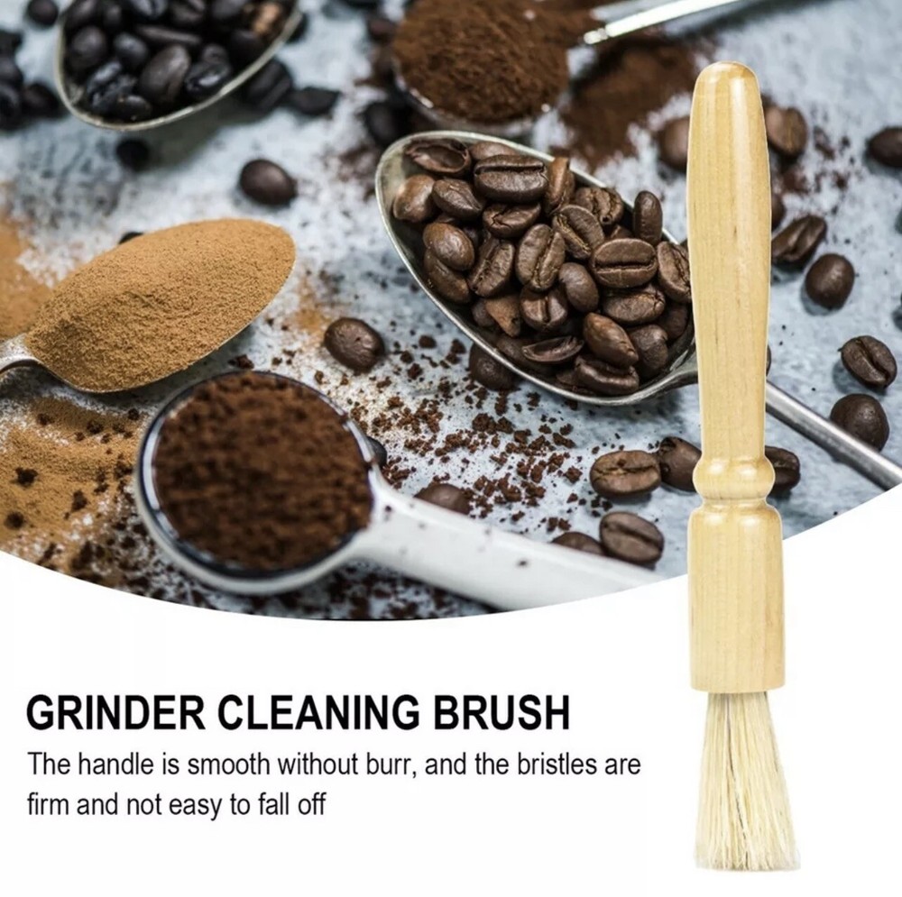 Coffee Grinder Cleaning Brush Machine Cleaner Tool Grounds Beans Wooden Handle