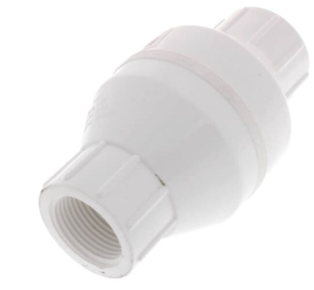 1" PVC In-Line Check Valve w/ SS Spring (Threaded)