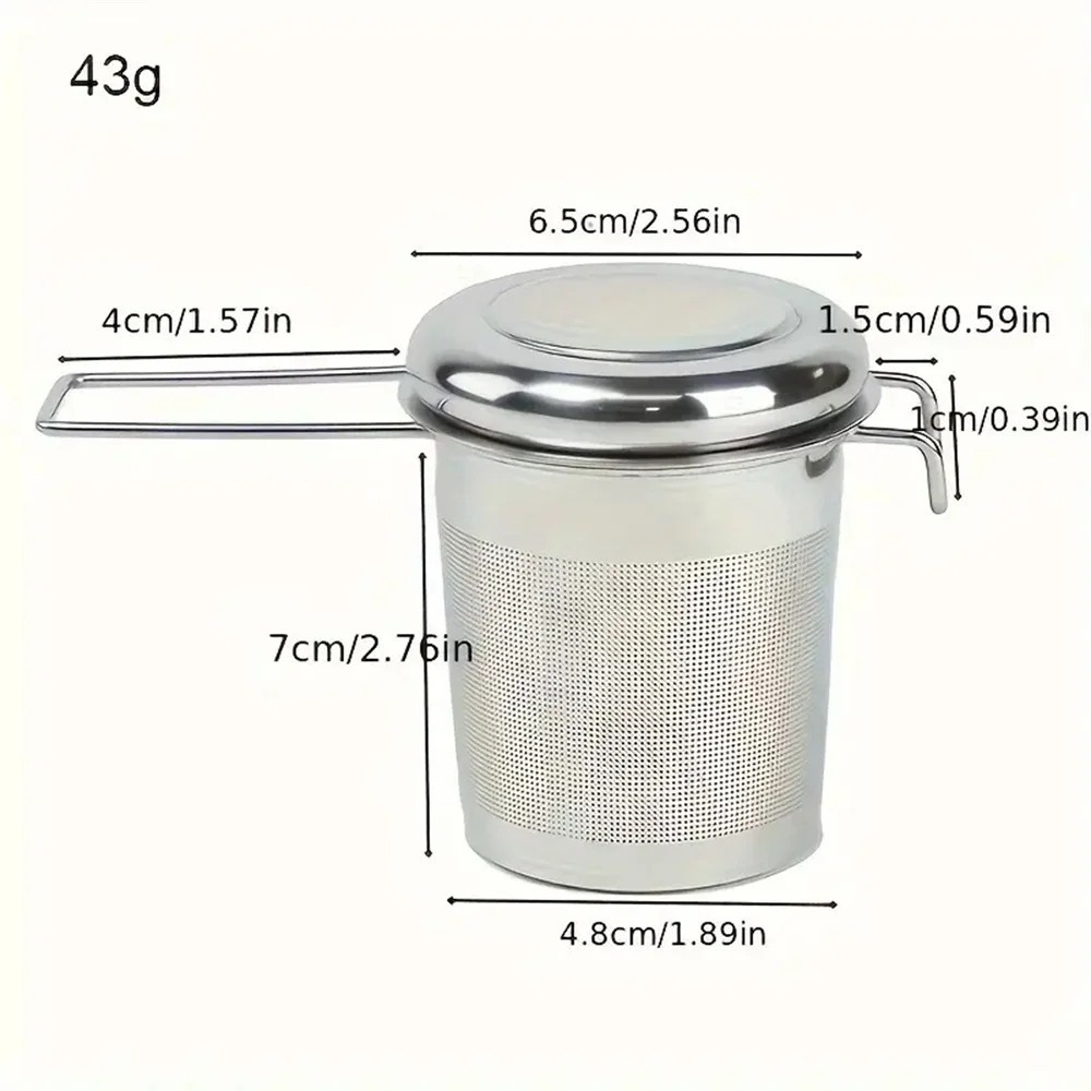 Stainless Steel Tea Filter with Folding Handle Loose Leaf Strainer with Lid*