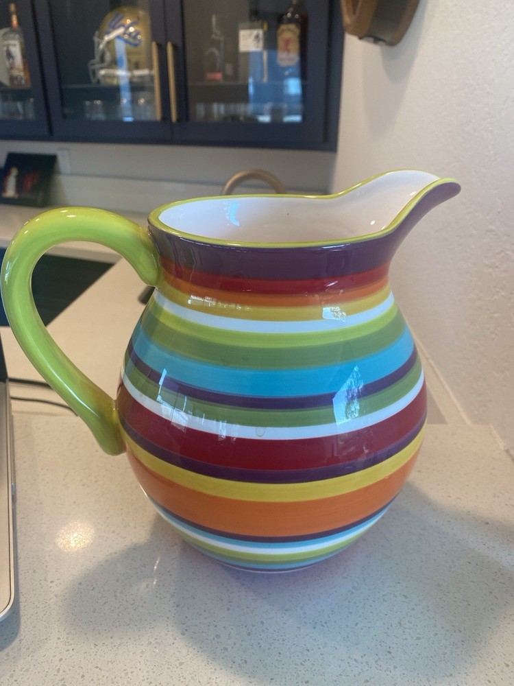 Crate & Barrel Large Carnivale Stripe Pitcher