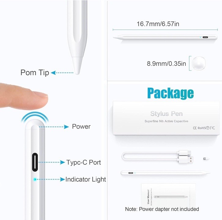 Universal Stylus Pen for iPad iPhone Android Windows – Rechargeable Touchscreen