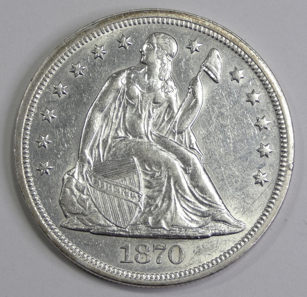 BARGAIN 1870 Seated Liberty Silver Dollar UNC