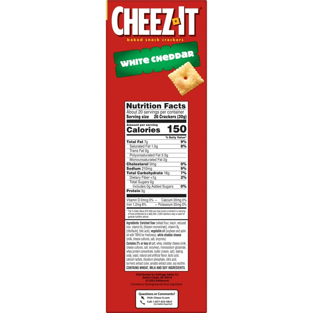 Cheez-It White Cheddar Cheese Crackers, Baked Snack Crackers, 21 oz - 2 Pack.