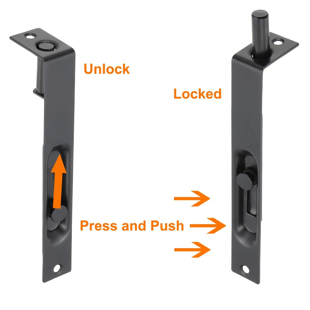 2 Pcs 6 x 0.87 Inch Flush Bolt Solid Brass Door Flush Bolt Black