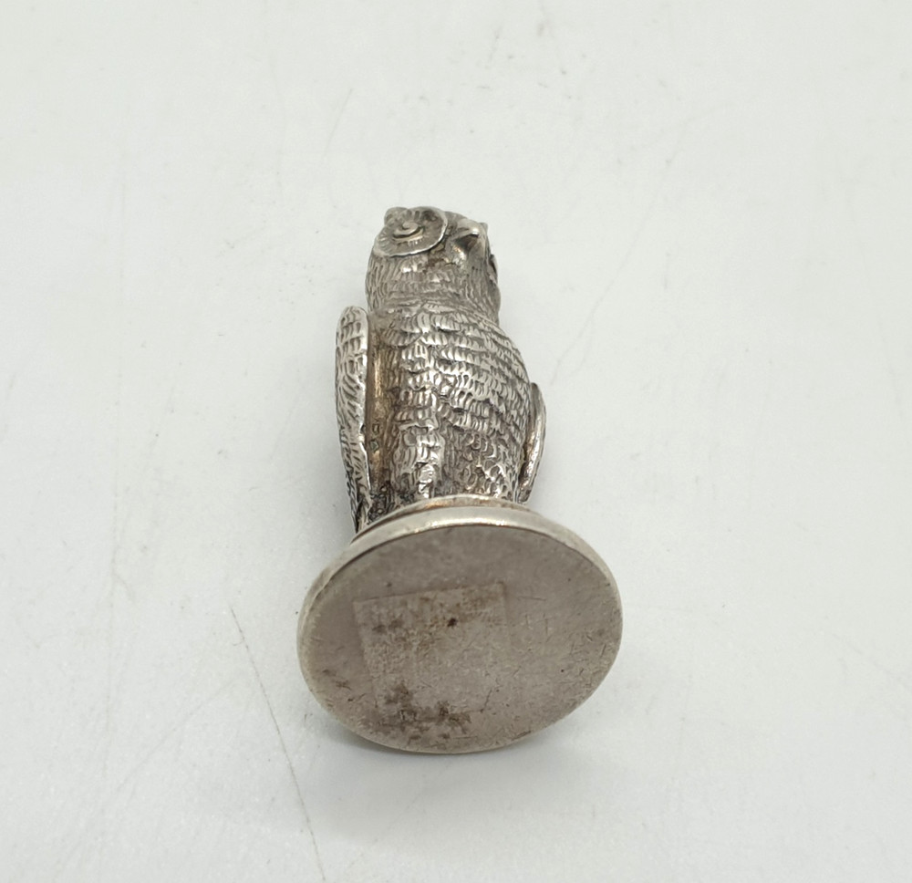 Spanish 915 Solid Silver Owl Wax Seal Stamp Not Engraved