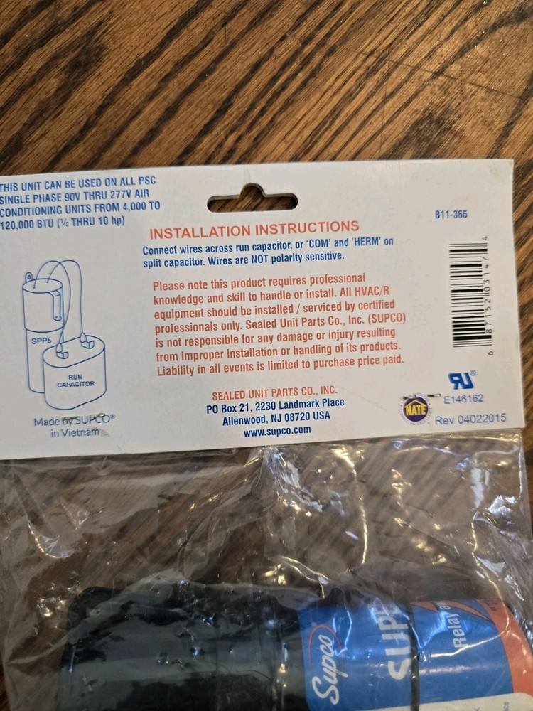 SUPCO SPP6 Hard Start Kit, AC Compressor