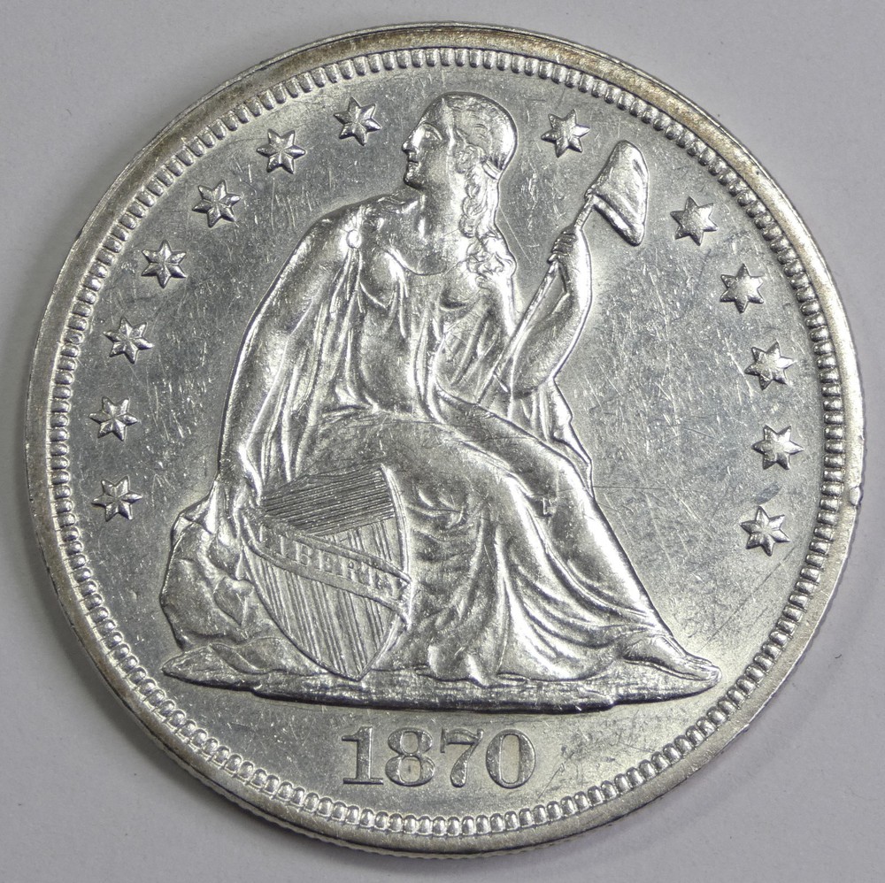 BARGAIN 1870 Seated Liberty Silver Dollar UNC