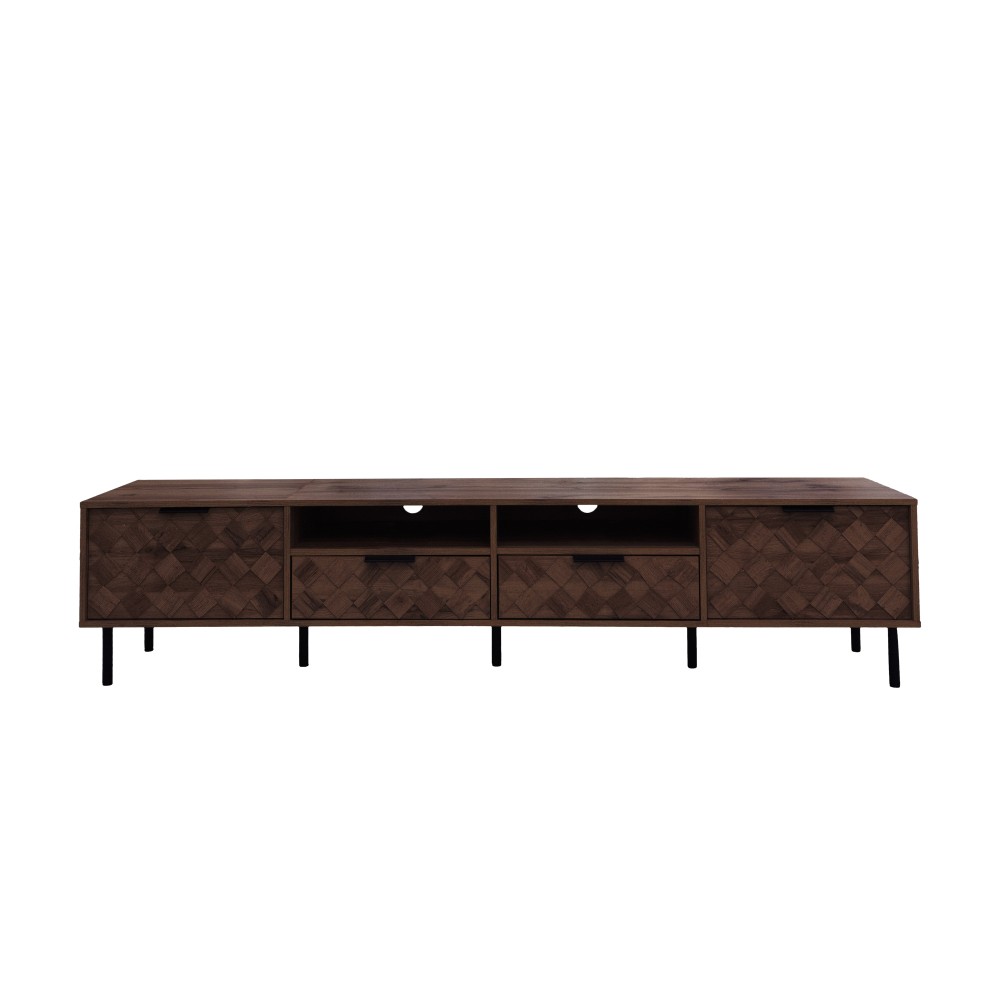 TV Stand with Storage Space Features Soft-Close Hinges Includes Table Legs