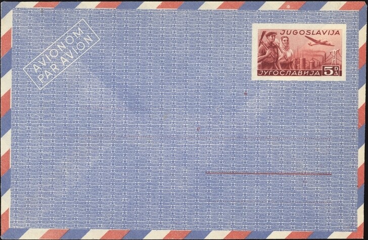 YUGOSLAVIA, 1949. Air Envelope H&G FB2a,  Mint