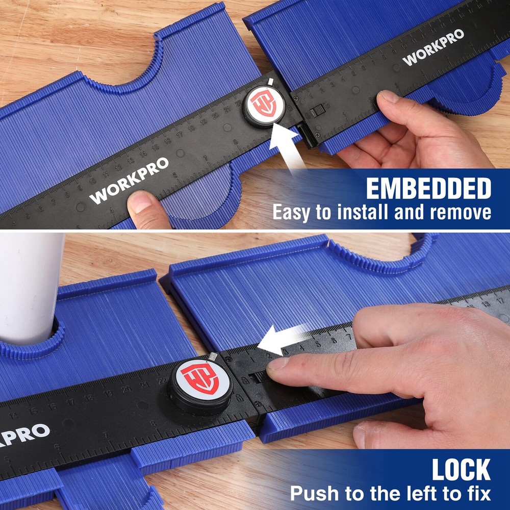WORKPRO 2-PACK 10" Connectable Contour Gauge ABS plastic Duplicators with Lock