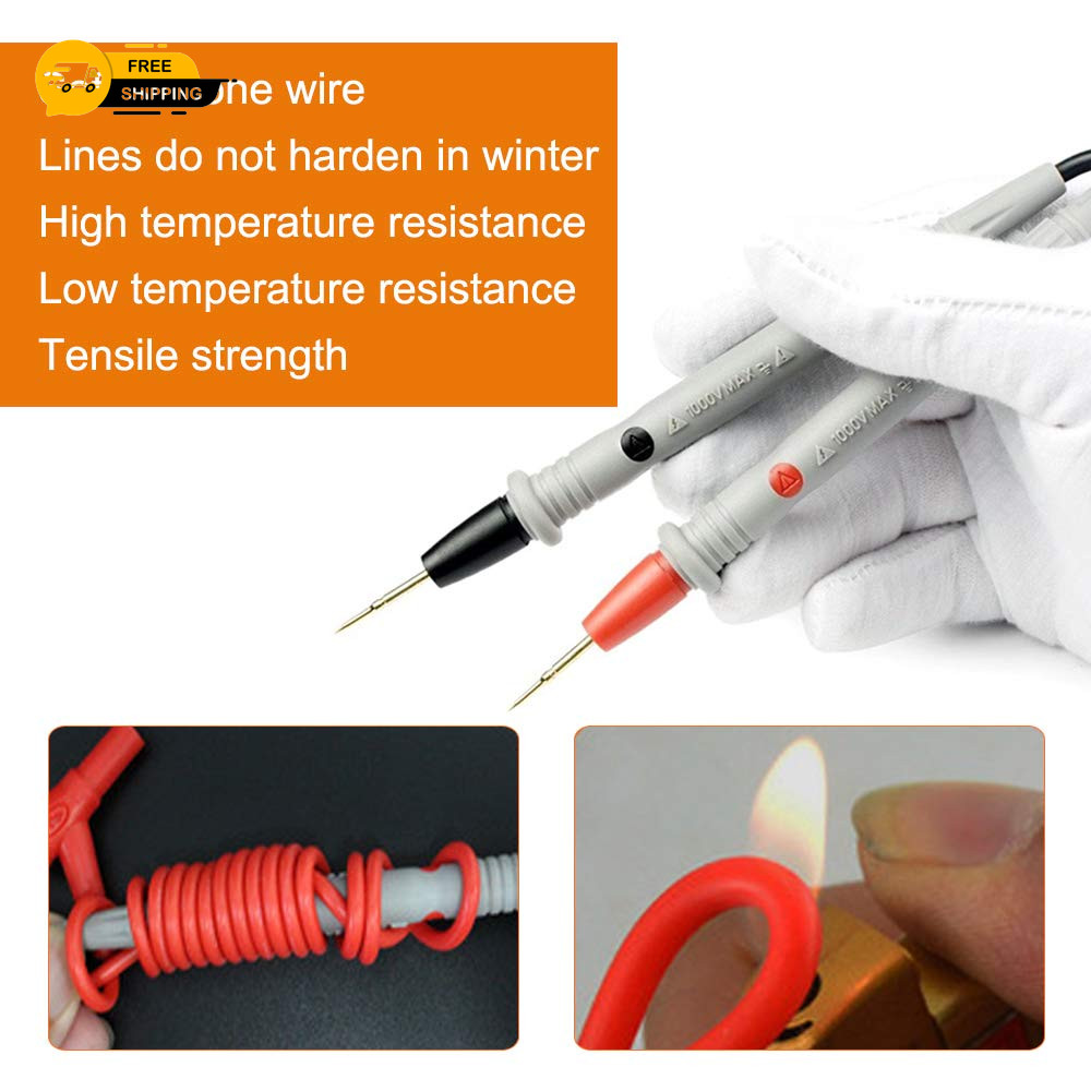 Silicone Multimeter Test Leads Kit Precision Sharp Probe Test Lead 1000V 20A Go