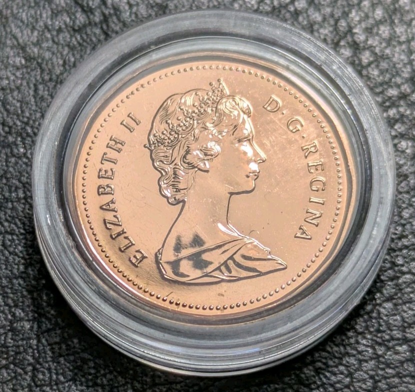 1987 1c Canada Cent Bu + DIE CRACK ERROR 2 Small Break Uncirculated +