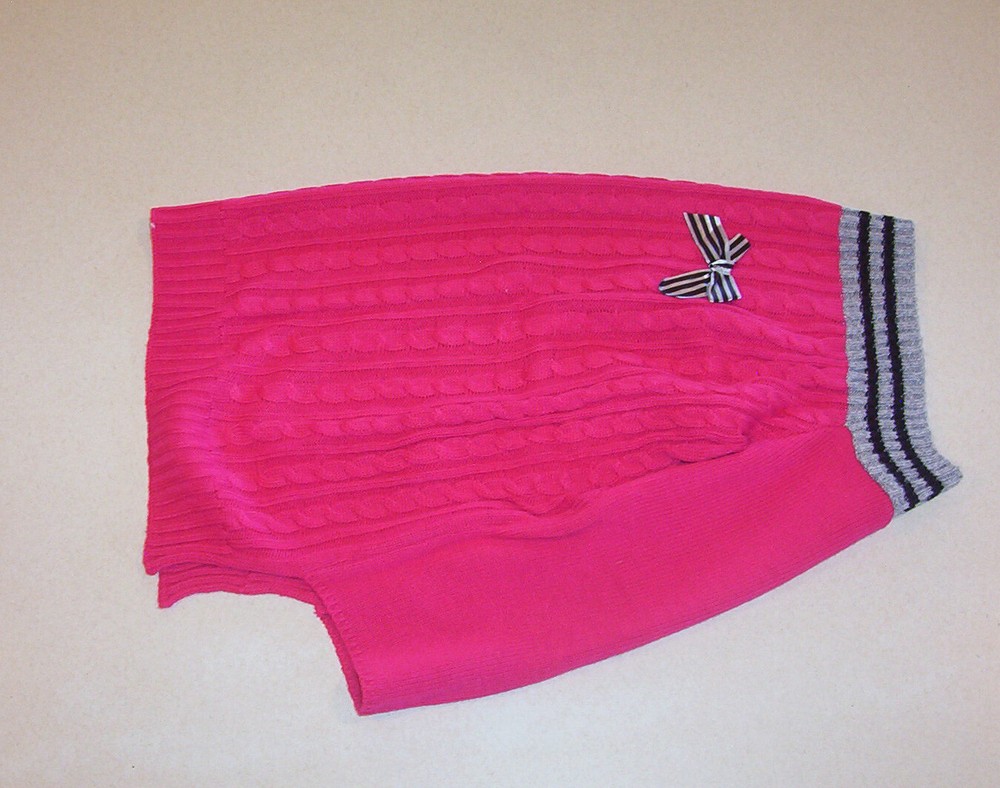 Knit Dark Pink Cable Stripe Design Light Weight Dog Sweater Medium
