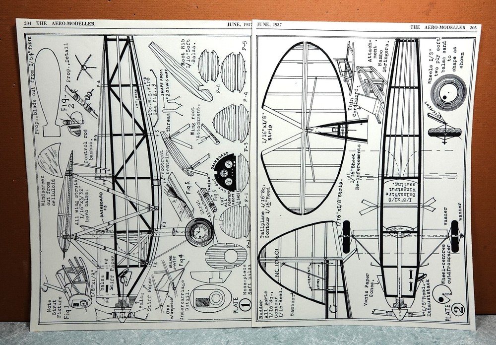 HEATH PARASOL BALSA FREE FLIGHT MODEL AIRPLANE PLANS 22" WINGSPAN