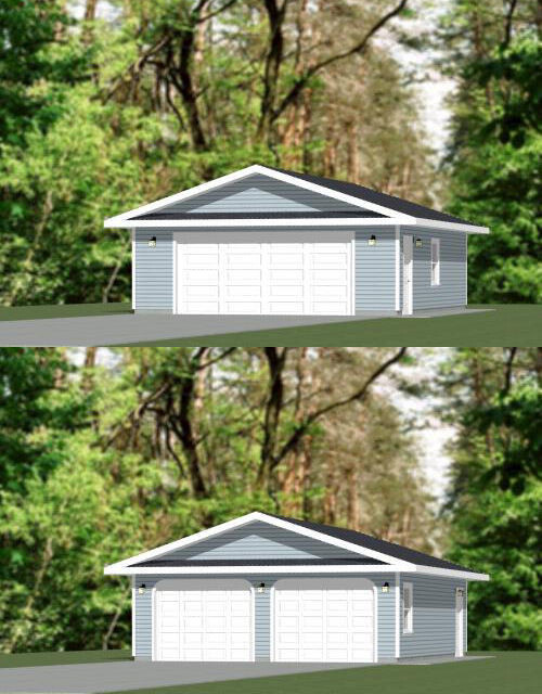 24x30 2-Car Garage -- 720 sq ft -- PDF Floor Plan -- Model 1E