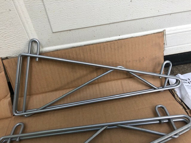 Commercial Epoxy Silver PAIR Wire Shelf Wall Bracket 14" deep Stortec # AB14EPS