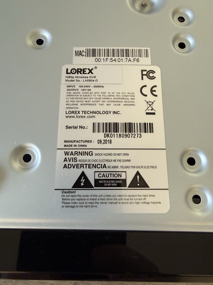 Lorex 1080P Wireless DVR (LH0904-D)-BLACK