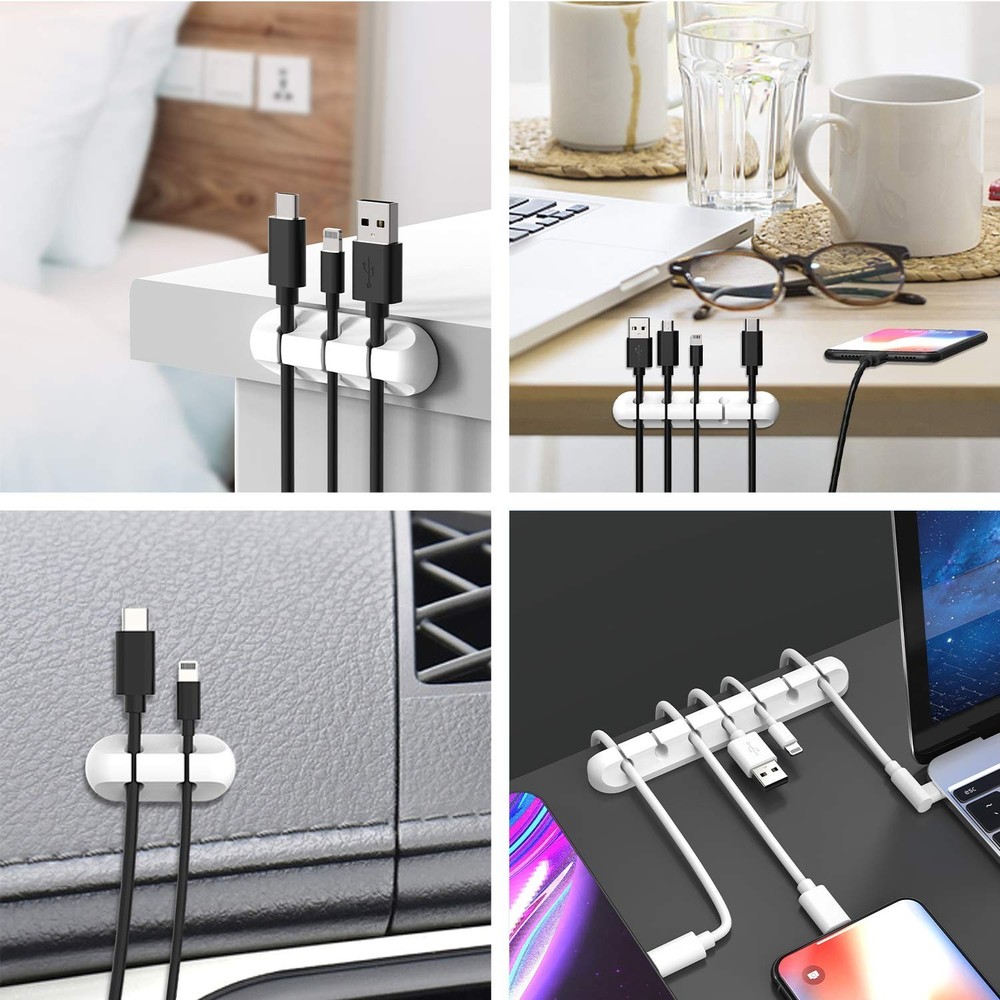 White Cable Clips, Cord Organizer Cable Management, Cable Organizers USB Cabl...