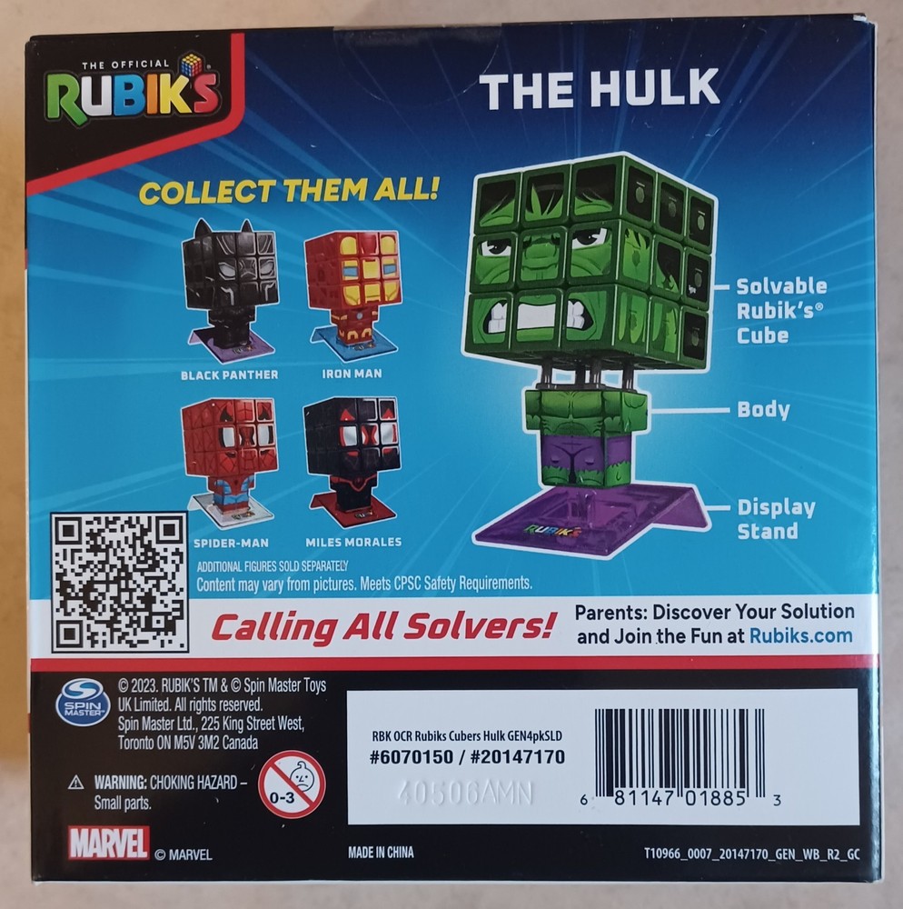 Rubik’s Cube Marvel The Hulk Cuber Solvable Puzzle Rubik's Cube With Stand A2