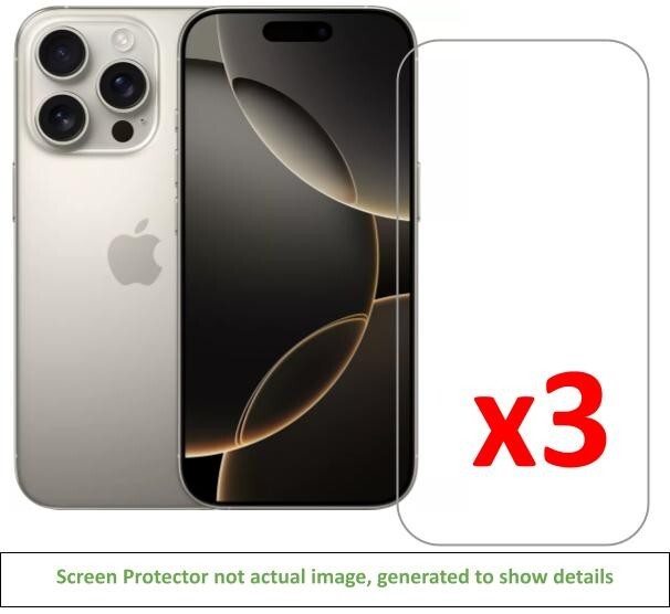3x iPhone 16 Pro Screen Protector w/ cloth
