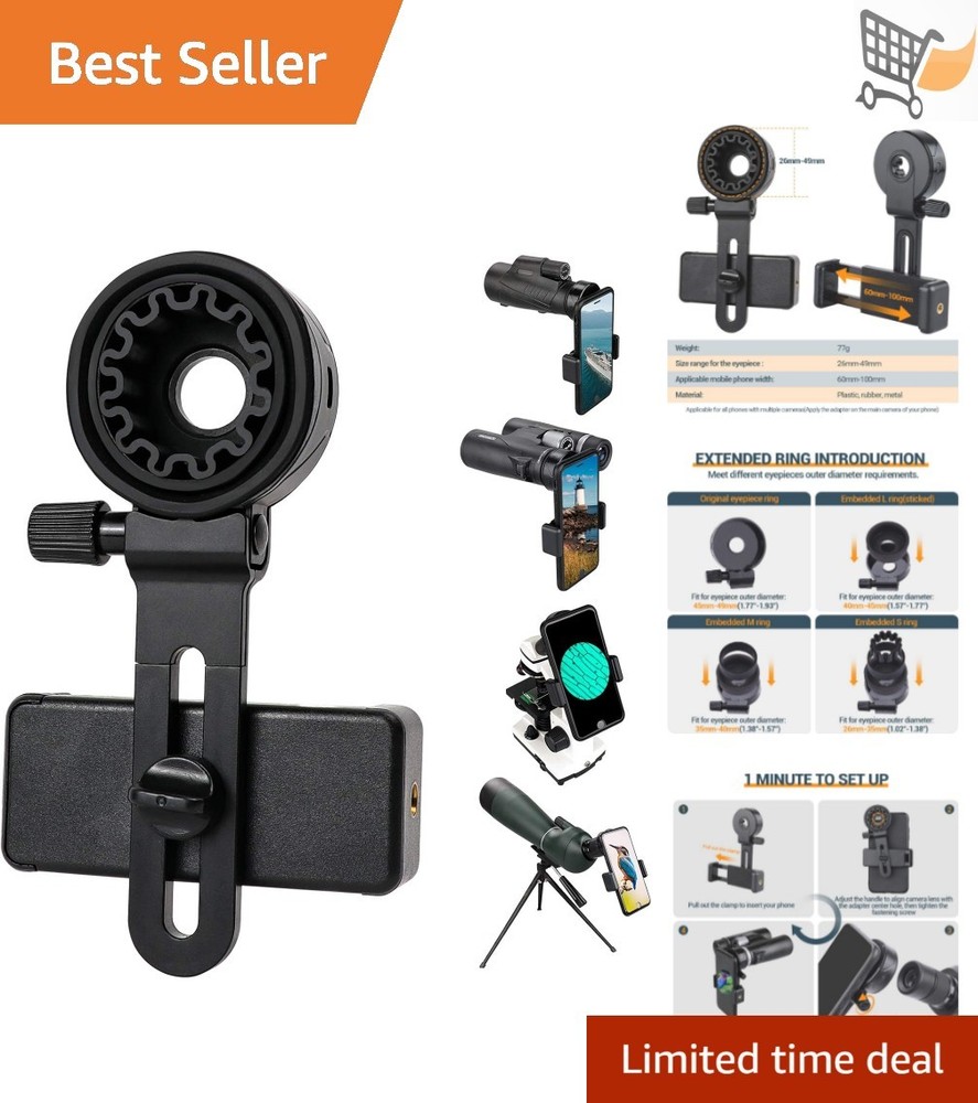 Telescope Phone Adapter Universal Smartphone Mount for Binoculars Monocular
