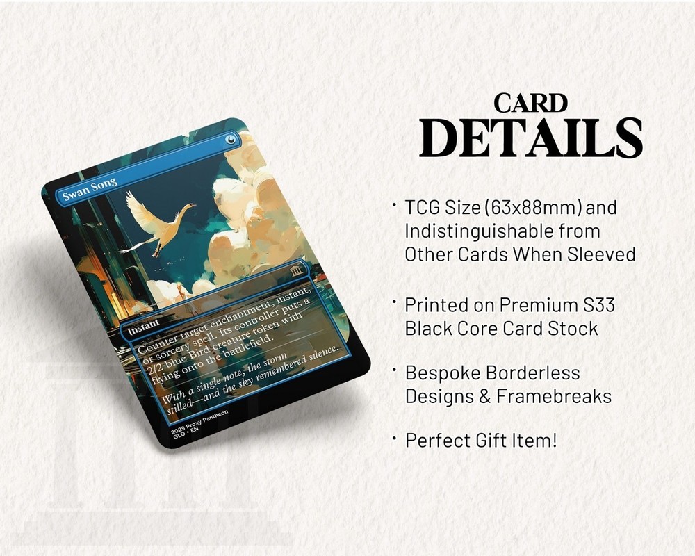 Swan Song Playtest Proxy Card with Custom Designed Art