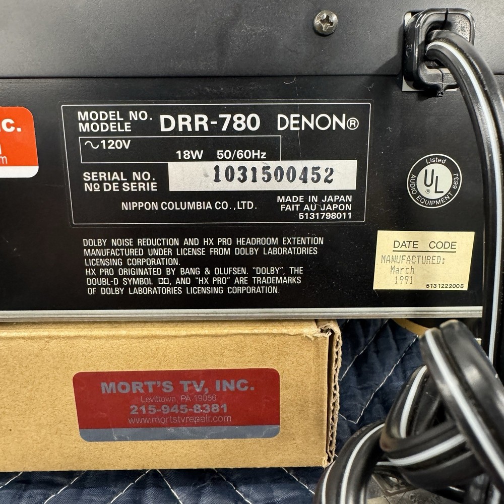 DENON DRR-780 2-HEAD - 2 MOTOR HORIZONTAL LOADING AUTO REVERSE CASSETTE DECK