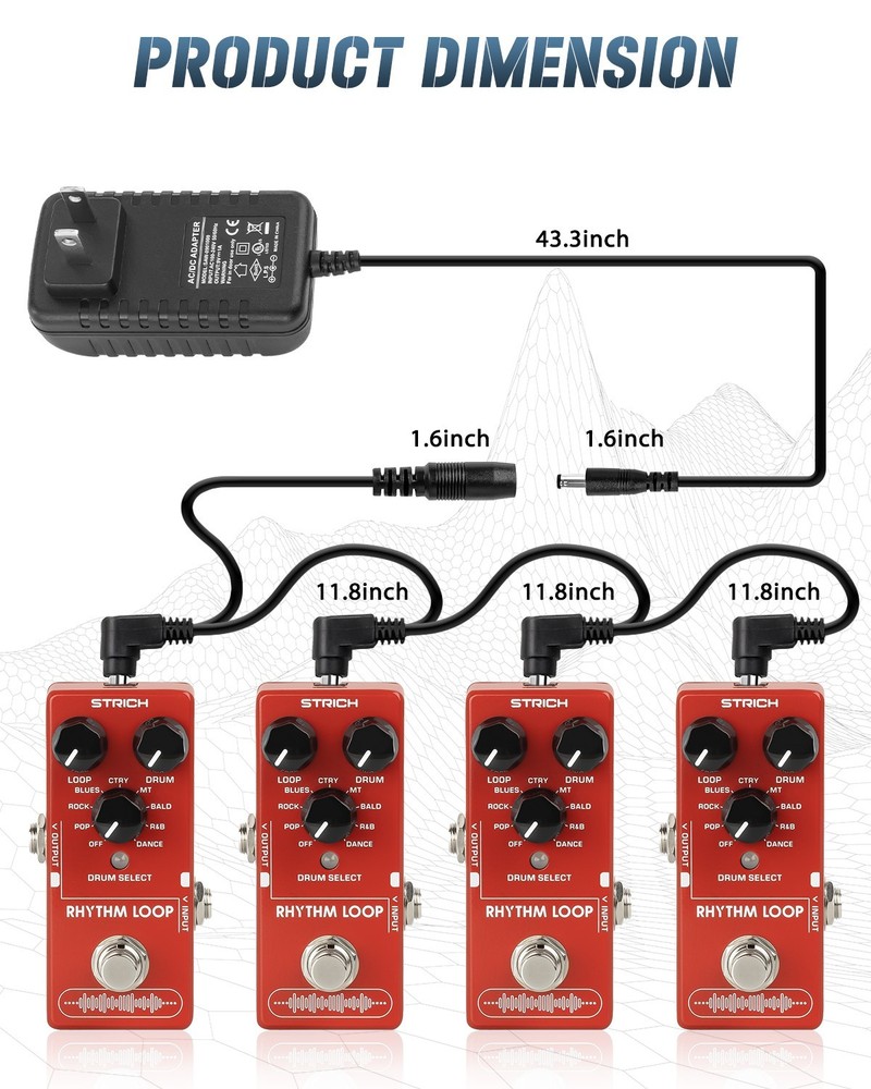 STRICH Guitar Effect Pedal &Power Supply Adapter, Multi Modulation True Bypass