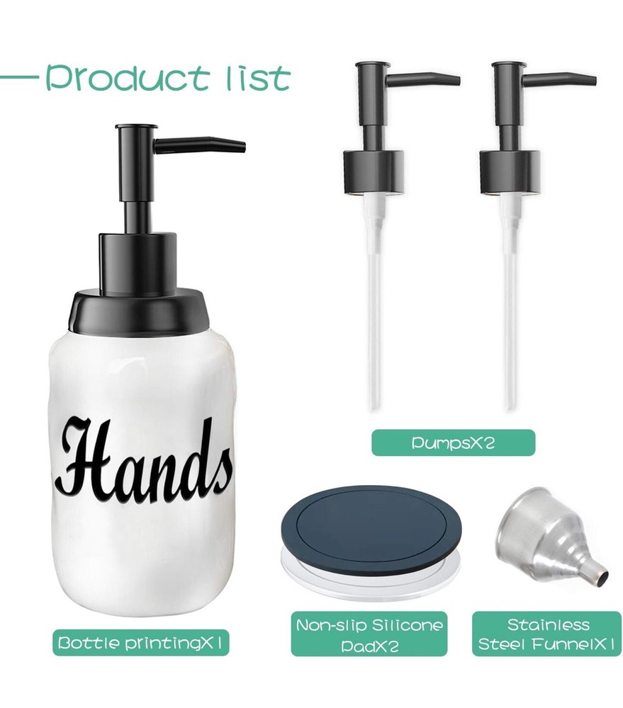 JANEAST Hands Soap Dispenser - White Ceramic Bottle