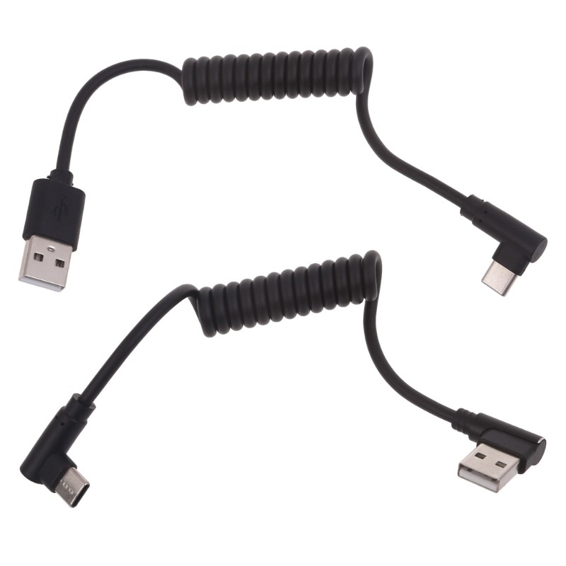 Short Coiled Spirals Cable Leads USB to Type C Phone Charging Data Transfer