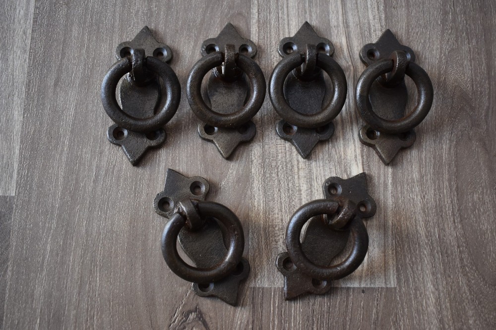 VINTAGE Handforged chest door KNOCKER ring Pull drop handle knob 6 pic