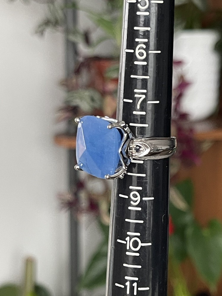 SX 925 Silver Blue Jade RING SIZE 8