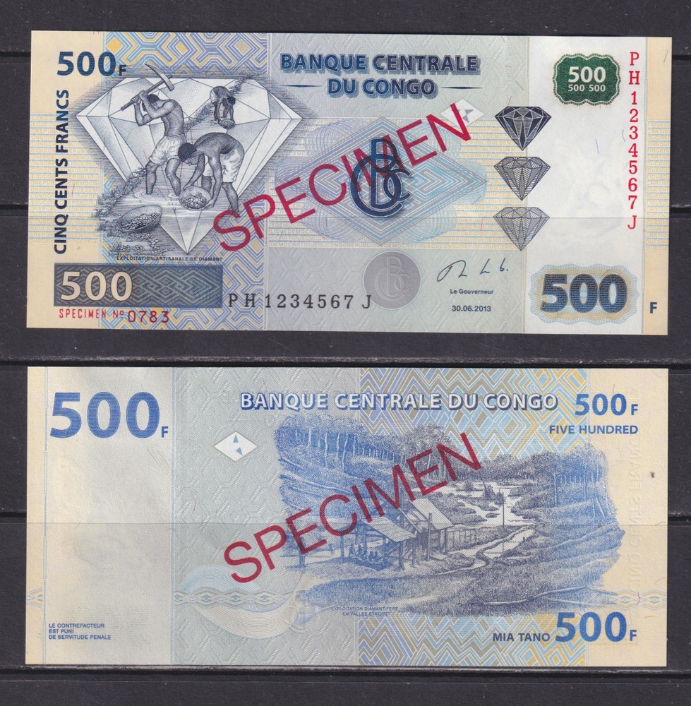 CONGO DR - 2013 500 Francs Specimen UNC Banknote