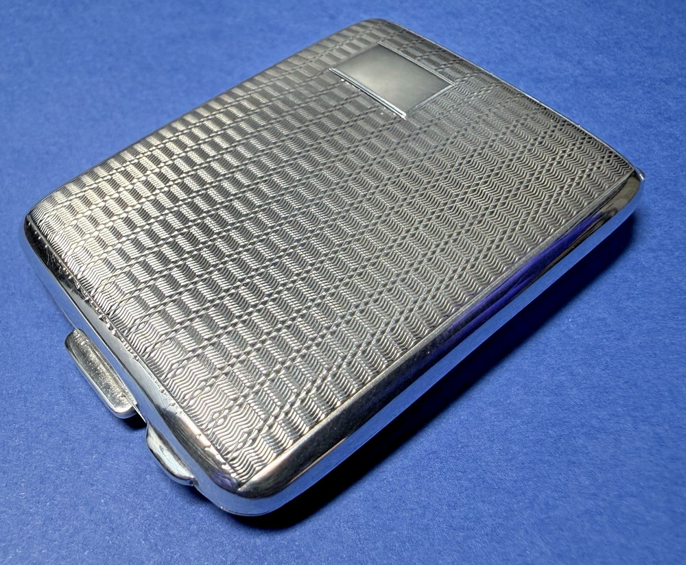 SOLID SILVER ENGINE TURNED BOOK MATCH HOLDER B'HAM 1926 BY FREDRICK FIELD