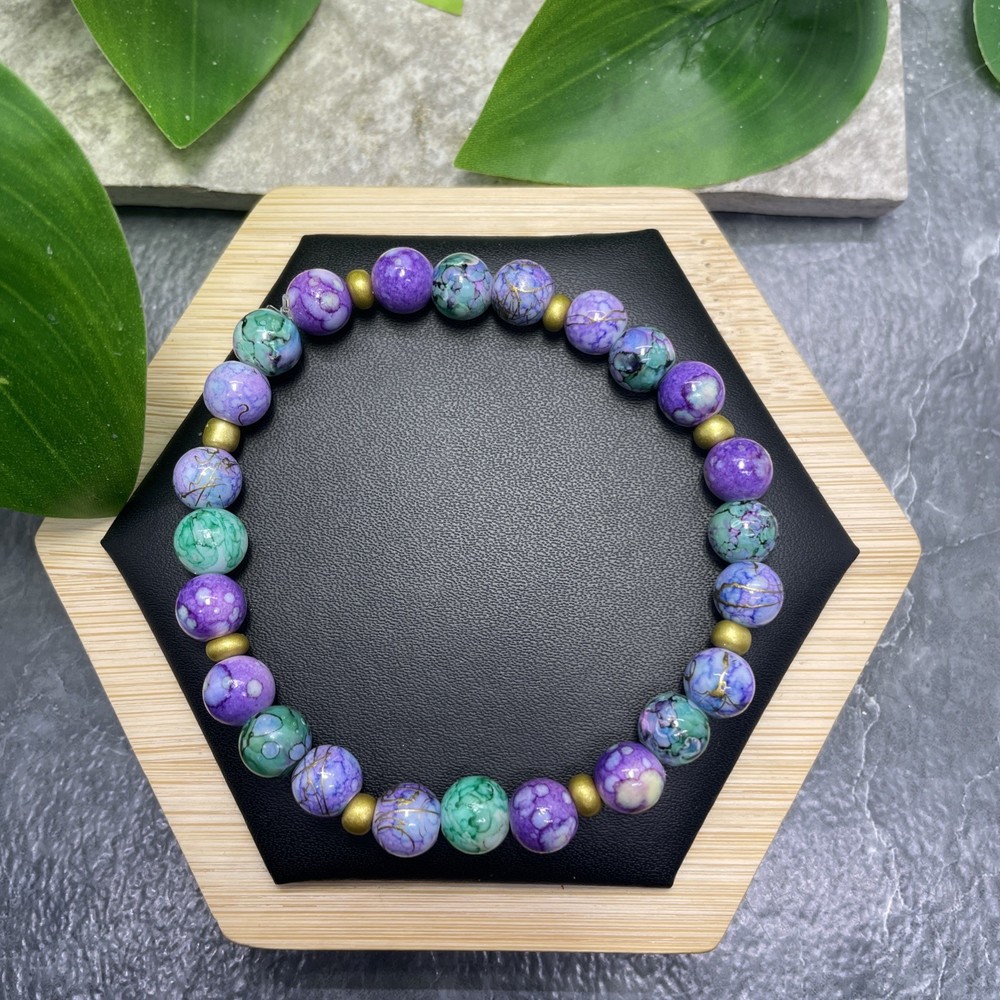 Handmade Bead Beaded Stackable 8” Plus Stretch Bracelet New Free Ship C1240