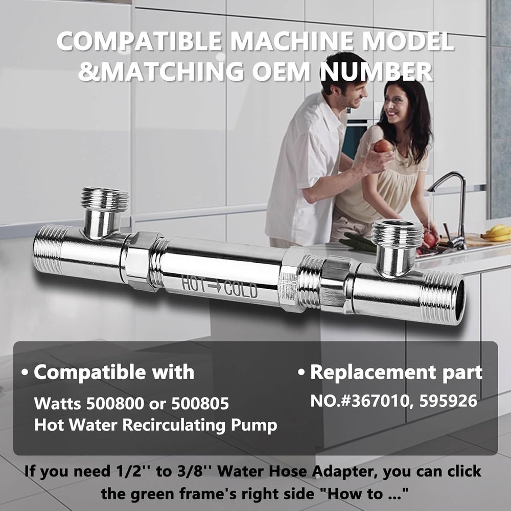 Sensor Valve Fit for Watts Instant Hot Water Recirculating Pump Bypass Valve 304