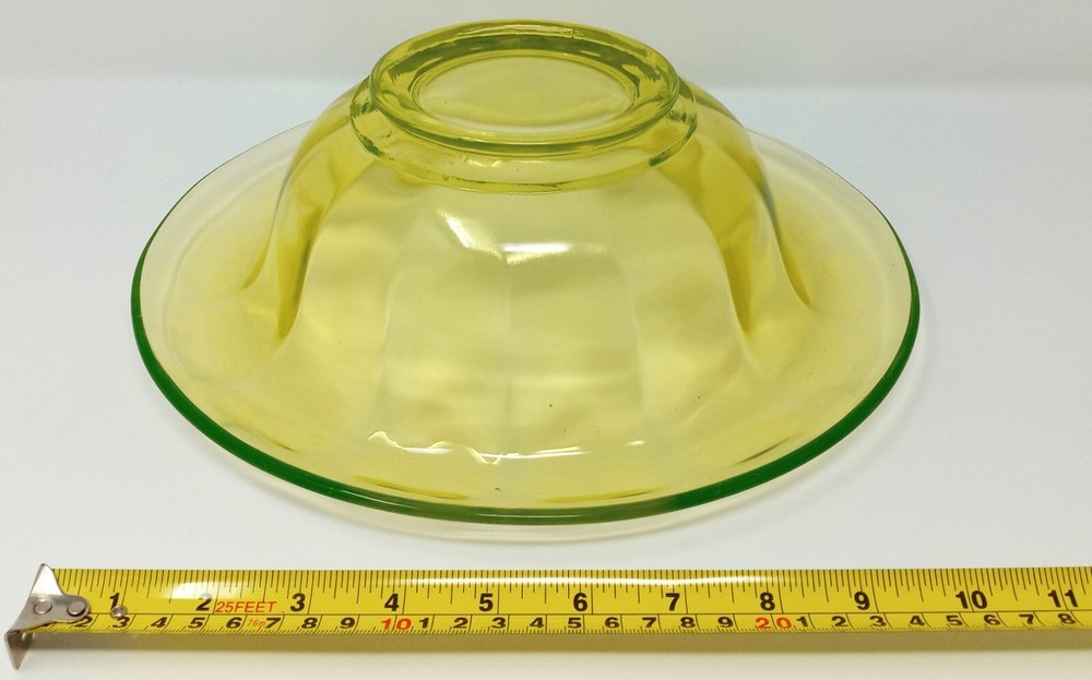 Uranium Glass Console Bowl Vaseline Antique Imperial glows under UV rolled edge