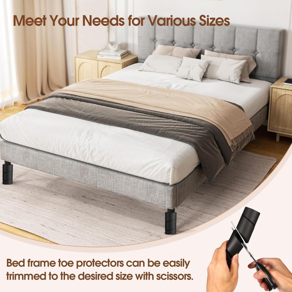 4 Pack Bed Frame Toe Protectors – Cushioned Corner Guards for Bed Frame Le