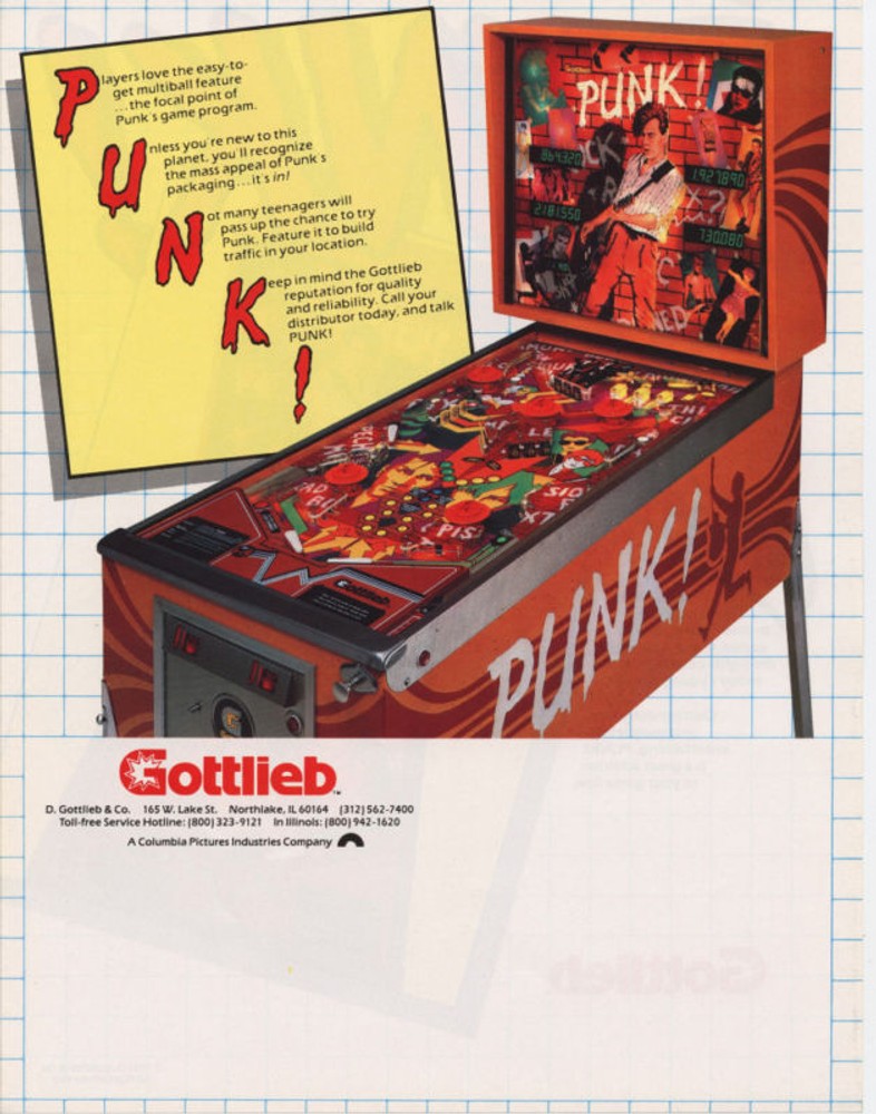 1982 PREMIER PUNK! PINBALL FLYER