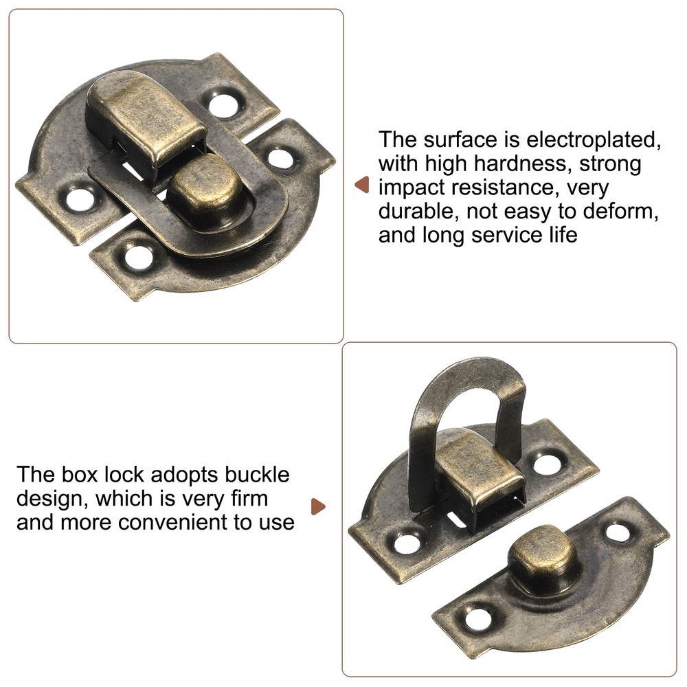 4Pcs Hasp Clasp Latch Lock 29 x 27mm Decorative Retro Toggle Latch Bronze