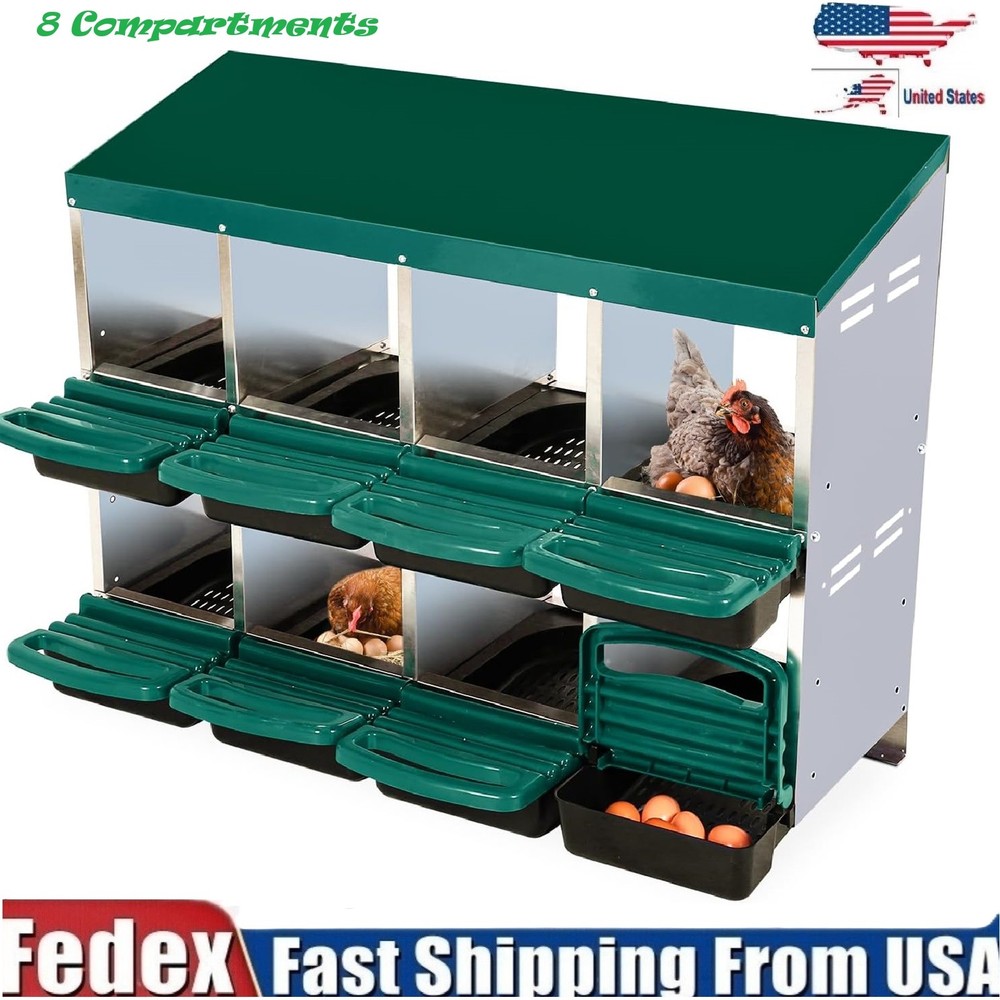 Chicken Nesting Box 2-Tier Chicken Nesting Box 8 Compartments Coop Laying Eggs
